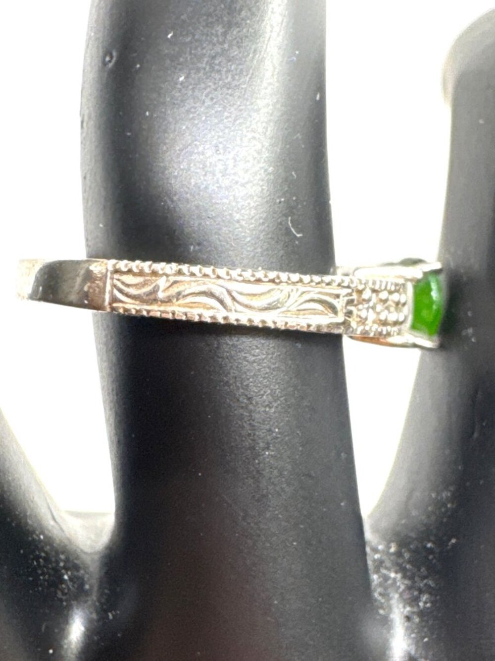 FI STER 10K Sterling Silver 10K White Gold Overlay Green Gemstone Ring Size 7.5 - Picture 4 of 8